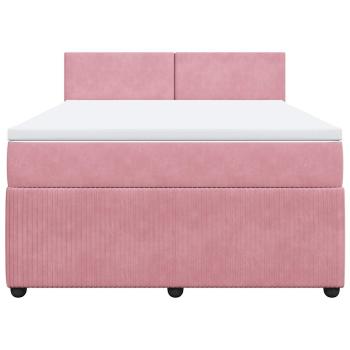 Boxspringbett mit Matratze Rosa 140x190 cm Samt