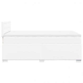 Boxspringbett mit Matratze Weiß 120x200 cm Kunstleder