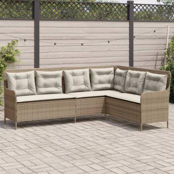 ARDEBO.de - Gartensofa in L-Form mit Kissen Beige Poly Rattan