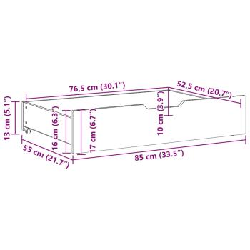 Bettschubladen mit Rollen 2 Stk. 85x55x16 cm Massivholz Kiefer