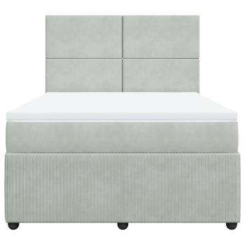 Boxspringbett mit Matratze Hellgrau 140x190 cm Samt