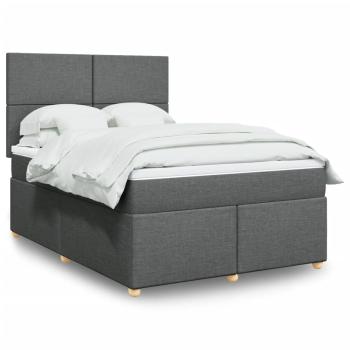 ARDEBO.de - Boxspringbett mit Matratze Dunkelgrau 140x190 cm Stoff