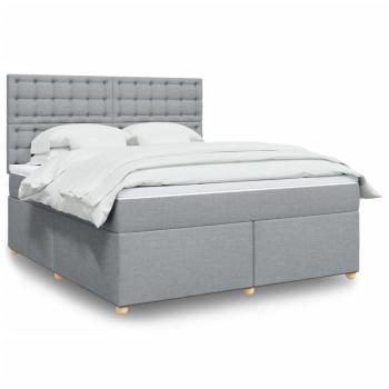ARDEBO.de - Boxspringbett mit Matratze Hellgrau 180x200 cm Stoff