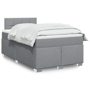 ARDEBO.de - Boxspringbett mit Matratze Hellgrau 120x190 cm Stoff