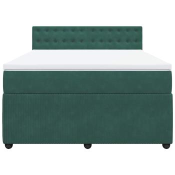 Boxspringbett mit Matratze Dunkelgrün 140x200 cm Samt
