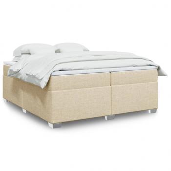 ARDEBO.de - Boxspringbett mit Matratze Creme 200x200 cm Stoff