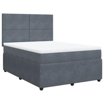ARDEBO.de - Boxspringbett mit Matratze Dunkelgrau 140x200 cm Samt