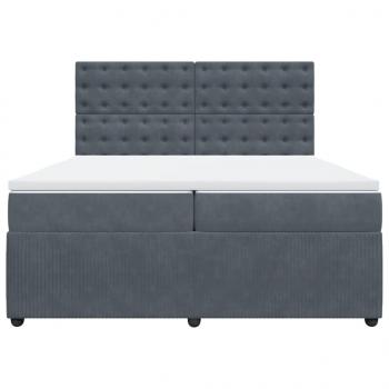Boxspringbett mit Matratze Dunkelgrau 200x200 cm Samt