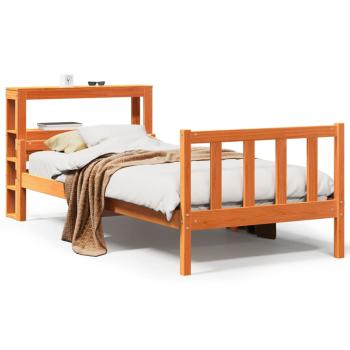 Bettgestell mit Kopfteil ohne Matratze Wachsbraun 75x190 cm