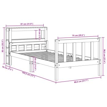 Bettgestell mit Kopfteil ohne Matratze Wachsbraun 75x190 cm