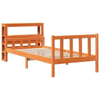 Bettgestell mit Kopfteil ohne Matratze Wachsbraun 75x190 cm