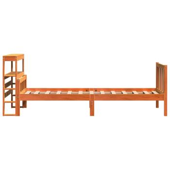 Bettgestell mit Kopfteil ohne Matratze Wachsbraun 75x190 cm