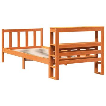 Bettgestell mit Kopfteil ohne Matratze Wachsbraun 75x190 cm