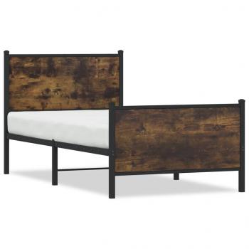 ARDEBO.de - Metallbett ohne Matratze Räuchereiche 80x200 cm