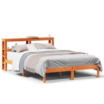Bettgestell mit Kopfteil ohne Matratze Wachsbraun 140x190 cm