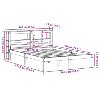 Bettgestell mit Kopfteil ohne Matratze Wachsbraun 140x190 cm