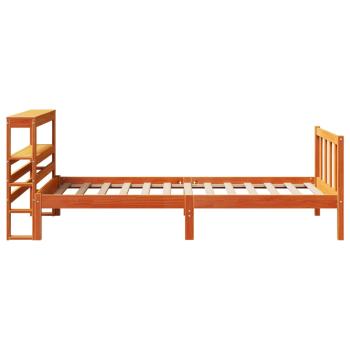 Bettgestell mit Kopfteil ohne Matratze Wachsbraun 90x200 cm