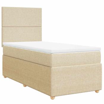 Boxspringbett mit Matratze Creme 90x190 cm Stoff