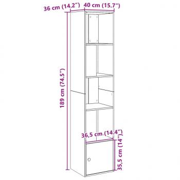 Bücherregal Betongrau 40x36x189 cm Holzwerkstoff