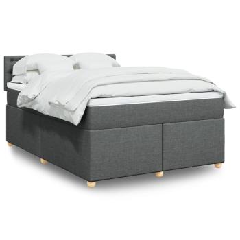 ARDEBO.de - Boxspringbett mit Matratze Dunkelgrau 140x190 cm Stoff