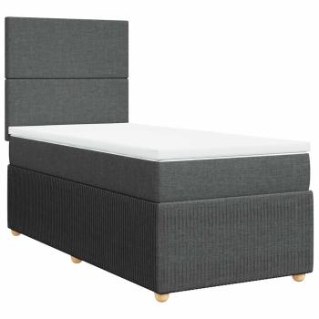 Boxspringbett mit Matratze Dunkelgrau 90x190 cm Stoff