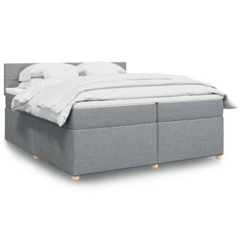 ARDEBO.de - Boxspringbett mit Matratze Hellgrau 200x200 cm Stoff