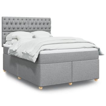 ARDEBO.de - Boxspringbett mit Matratze Hellgrau 140x200 cm Stoff