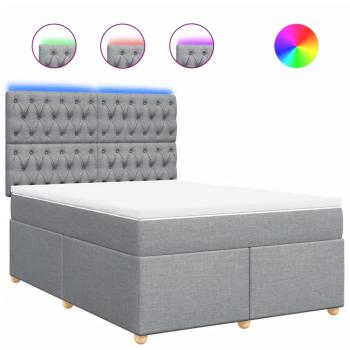 Boxspringbett mit Matratze Hellgrau 140x200 cm Stoff