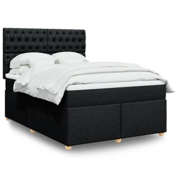 ARDEBO.de - Boxspringbett mit Matratze Schwarz 140x200 cm Stoff