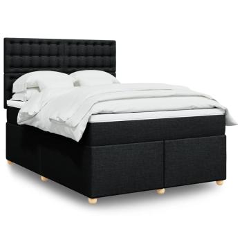 ARDEBO.de - Boxspringbett mit Matratze Schwarz 140x200 cm Stoff