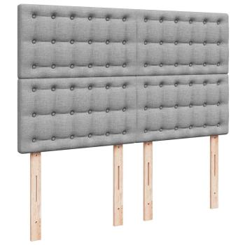 ARDEBO.de - Boxspringbett mit Matratze Hellgrau 140x200 cm Stoff