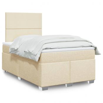 ARDEBO.de - Boxspringbett mit Matratze Creme 120x200 cm Stoff