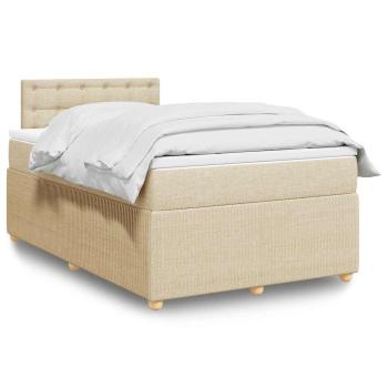 ARDEBO.de - Boxspringbett mit Matratze Creme 120x200 cm Stoff