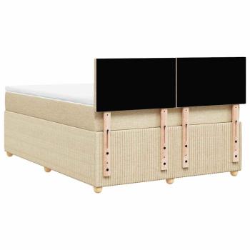ARDEBO.de - Boxspringbett mit Matratze Creme 140x200 cm Stoff
