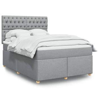 ARDEBO.de - Boxspringbett mit Matratze Hellgrau 140x190 cm Stoff