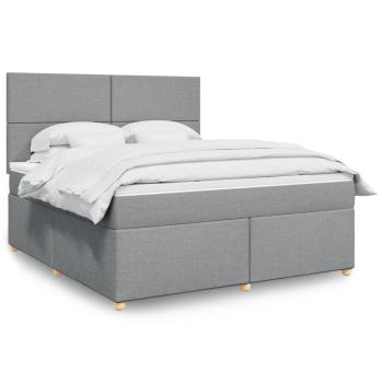 ARDEBO.de - Boxspringbett mit Matratze Hellgrau 180x200 cm Stoff