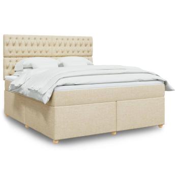 ARDEBO.de - Boxspringbett mit Matratze Creme 180x200 cm Stoff
