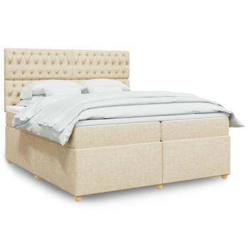 ARDEBO.de - Boxspringbett mit Matratze Creme 200x200 cm Stoff