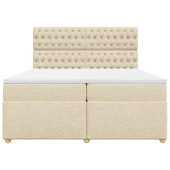 Boxspringbett mit Matratze Creme 200x200 cm Stoff