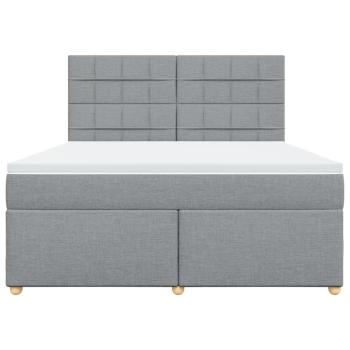 Boxspringbett mit Matratze Hellgrau 180x200 cm Stoff