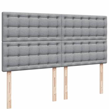 Boxspringbett mit Matratze Hellgrau 200x200 cm Stoff