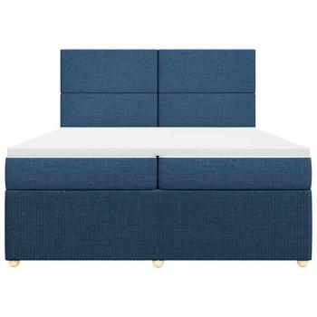 Boxspringbett mit Matratze Blau 200x200 cm Stoff