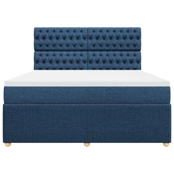 Boxspringbett mit Matratze Blau 180x200 cm Stoff