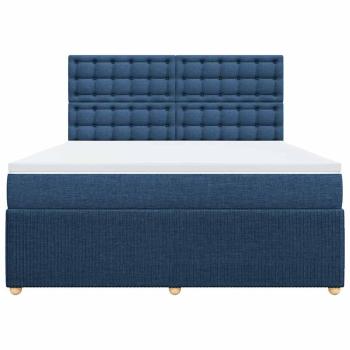 Boxspringbett mit Matratze Blau 180x200 cm Stoff