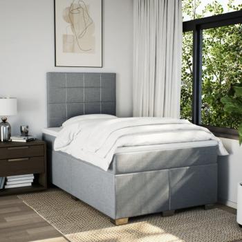 ARDEBO.de - Boxspringbett mit Matratze Hellgrau 120x190 cm Stoff