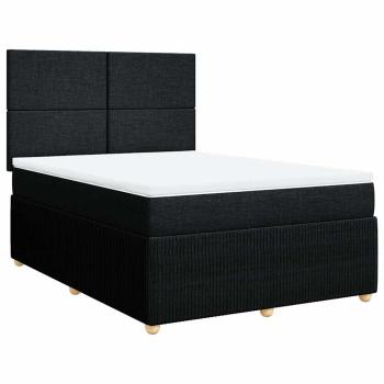 ARDEBO.de - Boxspringbett mit Matratze Schwarz 140x200 cm Stoff