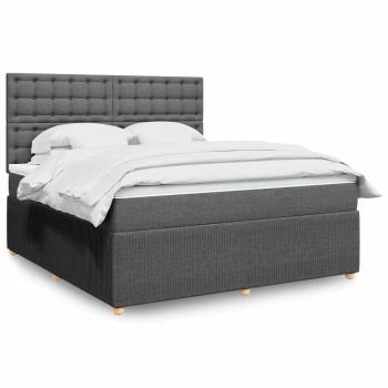 ARDEBO.de - Boxspringbett mit Matratze Dunkelgrau 180x200 cm Stoff