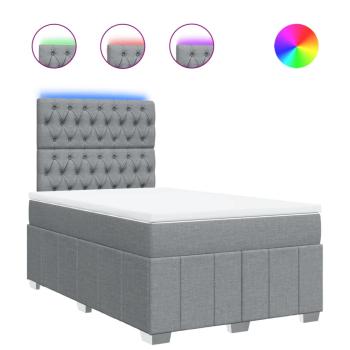 ARDEBO.de - Boxspringbett mit Matratze Hellgrau 120x200 cm Stoff