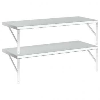 Wandregale 2 Stk. 100x40 cm Silbern Edelstahl