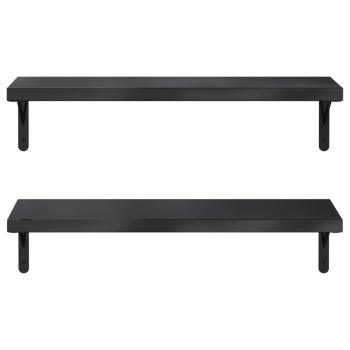 Wandregale 2 Stk. 75x23,5 cm Schwarz Edelstahl